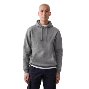 Sudadera con Capucha Gris para Hombre, Corte Regular, Algodón French Terry, Informal, con Bolsillo Canguro, para Otoño - Product Image 1