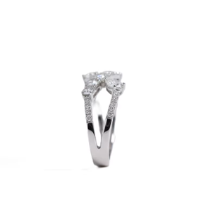 Bague de mariage entrelacée éternelle X Pave avec diamants, en or blanc 14 carats, diamant de laboratoire, cadeau d'anniversaire, alliance fendue - Product Image 3