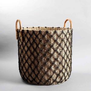 Set Of 3 Natural Black Seagrass Rattan Tassel <b>Storage</b> <b>Basket</b> Handmade <b>Storage</b> <b>Basket</b> Wholesale eco-friendly Made in Viet Nam - Product Image 1