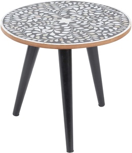 Tabouret rond en nacre incrustée fait main avec pieds noirs à prix très avantageux par United Trade World - Product Image 2