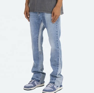 Pantalones Vaqueros Anchos de Mezclilla para Hombre, Estilo Vintage, Desgastados, con Diseño Personalizado, al por Mayor, en Azul - Product Image 5