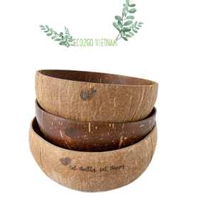 Producto Destacado de Vajilla Vietnamita: Tazones de Coco - Tazón de Cáscara de Coco Natural con Logotipo Grabado Personalizado, Empaquetado por Eco2go - Product Image 2