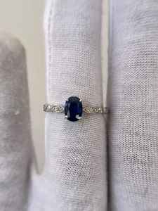 แหวนแต่งงานไพลินสีน้ำเงิน แหวนไพลินสีน้ำเงินธรรมชาติ พร้อมแหวนหมั้นและแหวนครบรอบสำหรับเธอ - Product Image 2