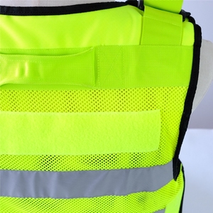 Gilet de sécurité haute visibilité réfléchissant en maille avec fermeture éclair, multi-poches, uniforme de travail unisexe en polyester pour la sécurité et la détection d'aiguilles - Product Image 5