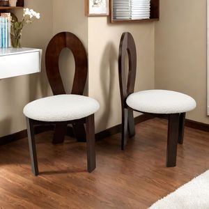 Set di sedie da pranzo in legno massiccio 2 chiavi di Design orsacchiotto di velluto nastro incrociato schienale bianco puro profondo noce marrone per cucina pranzo - Product Image 1