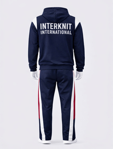 ชุดเซ็ตเสื้อฮู้ดดี้และกางเกงจ็อกเกอร์สีดำขาวสำหรับผู้ชาย พิมพ์โลโก้ได้ตามต้องการ ผลิตจากผ้าฝ้ายผสมโพลีเอสเตอร์ รับผลิตแบบ OEM ขายส่ง - Product Image 4