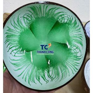 สินค้าขายดี ชามเปลือกมะพร้าว สีเขียวมรกต โทนสีมหาสมุทร เป็นมิตรกับสิ่งแวดล้อม ชามเปลือกธรรมชาติ ของที่ระลึก ชามพรีเมียม ภาชนะบนโต๊ะอาหารสไตล์เกาะ - Product Image 1