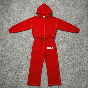Custom Logo Women Streetwear Full <b>Zip</b> Hoodie & Sweatpants Set Casual Jogger Tracksuit OEM Wholesale Athleisure Suit - Product Image 5