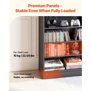7 Tier Media <b>Storage</b> Cabinet 27.56 X 11.81 X 55.12 Organizer for CDs DVDs Books DVD Shelf Bookcase - Product Image 3