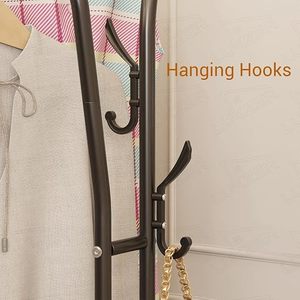 Minimalist Metal <b>Clothing</b> <b>Rack</b> With Double Shelf Storage For Wardrobe Use <b>Standing</b> Type Multifunctional Design - Product Image 2