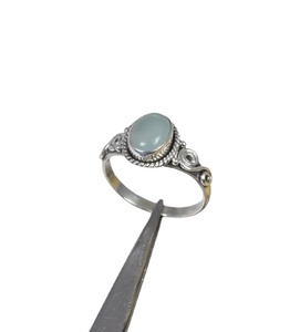 Anillo para niñas Anillo de piedras preciosas Plata de Ley 925 Lujoso Aqua Calcedonia Piedra preciosa Anillo hecho a mano Joyería 925 Sello Plata esterlina - Product Image 1