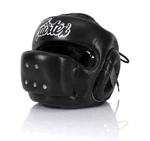 Protège-tête de boxe intégral Fairtex noir personnalisé en cuir de vachette, équipement d'entraînement protecteur - Product Image 1