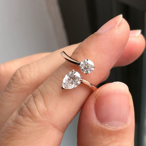 Pear Cut Round Cut Cz Wrap Shank <b>Ring</b> Yellow Gold Engagement <b>Ring</b> 10K Solid Gold Twist Spiral Open Wrap <b>Ring</b> Jewelry Gift <b>Ring</b> - Product Image 1