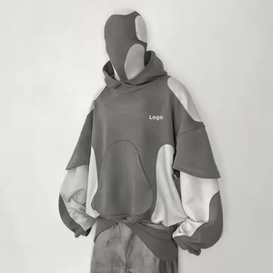 เสื้อฮู้ดดี้ผู้ชายแบบสวมหัว คอกลม ทรงโอเวอร์ไซส์ หนานุ่ม สไตล์เรโทร สตรีทแวร์ ปักโลโก้แบบกำหนดเองได้ ขายส่ง - Product Image 1