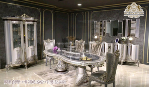 Juego de muebles de comedor elegantes de diseño ruso Royal Kingdom Comedor Muebles de lujo Juego de mesa de comedor blanco y dorado - Product Image 3