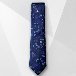 Premium Eco-Friendly Blue Floral Necktie | Designer Jacquard 100% Polyester Tie Men Formal Business Custom Size <b>Accessory</b> - Product Image 2