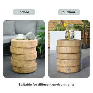 Natural Wood Finish Faux Wood Grain <b>Side</b> Table Indoor and Outdoor Indoor and Outdoor Tables - Product Image 6