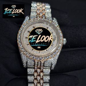 Reloj Mecánico Ice Look con Bisel de Cristal en Dos Tonos, Reloj de Pulsera, Joyería de Moda para Hombre - Product Image 2