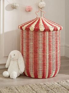 Premium Handwoven Rattan Circus Style <b>Storage</b> Basket with Lid Natural Decorative <b>Hamper</b> for Kids Room and Home Use - Product Image 6