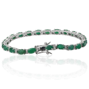 Pulsera de Tenis Impresionante con Esmeralda Natural de Corte Oval y Diamantes Redondos de Calidad Premium, Joyería Fina, Piedra de Nacimiento de Mayo - Product Image 3
