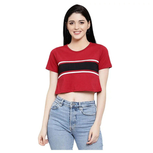 Custom Logo Front Women's Solid Crop <b>Top</b> T-Shirt 100% Cotton Breathable Short Sleeves Spring Hip Hop Style - Product Image 2