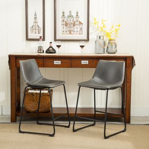 Lotusville Lot de 2 tabourets de bar réglables en hauteur, en cuir PU vintage, gris antique - Product Image 2