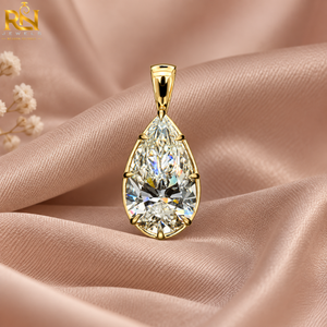Collier pendentif solitaire en diamant de laboratoire taille poire, chaîne à trois griffes, or massif 9K 14K 18K, bijoux |   Styles élégants en forme de larme - Product Image 2