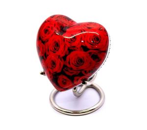 Urna Funeraria de Porcelana en Forma de Corazón con Diseño de Rosas Rojas, Urna Duradera de Lujo para Recuerdos de Mascotas - Product Image 4