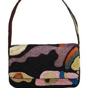 Red Heart Pattern Fringe <b>Seed</b> Beaded Canvas Contemporary <b>Storage</b> Bag Jewelry Fashion Shoulder Handbag Evening Wedding Clutch - Product Image 4