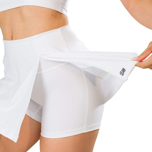 Falda cruzada blanca de cintura alta para mujer con pantalones cortos incorporados, ropa deportiva atlética, diseño plisado transpirable, para todas las estaciones - Product Image 1