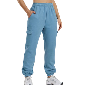 Pantalones cargo de mujer personalizados, pantalones de chándal de forro polar grueso para mujer, pantalones de chándal de invierno cálidos de pierna ancha para mujer, joggers - Product Image 1