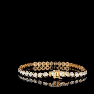 Bracelet en or 14 carats avec diamants naturels certifiés HRD, serti clos, bracelet tennis en diamants véritables, vente en gros, fabricant - Product Image 3