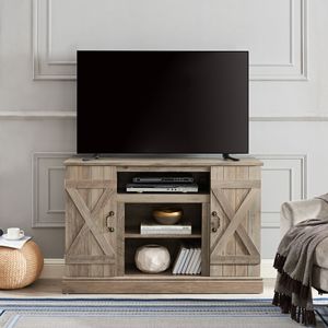 ชั้นวางทีวีเพื่อความบันเทิงแบบเก่าย้อนยุคอเมริกันคลาสสิค47 "W * 15.5" D * 30.75 "H เปิดพื้นที่เก็บข้อมูลสำหรับทีวีทีวีทีวีทีวีทีวีสีเทา50" - Product Image 5