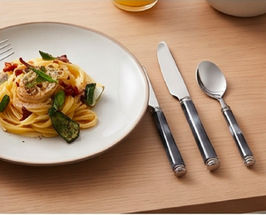 Elegant Stainless Steel Flatware <b>Set</b> With Black <b>Marbled</b> Handles High Mirror Polish Dishwasher Safe For Wedding Dining - Product Image 3