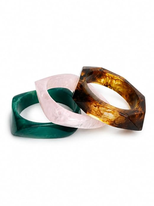Resin Epoxy Acrylic Lucite Bangle Bracelet Real Dried Flower Stylish Stackable Statement Cuff Metallic Customizable Resin Crafts - Product Image 2