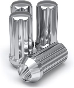 Tuercas de rueda M14x1.50 dúplex de <span class=keywords><strong>7</strong></span> estrías con llave (para ruedas de repuesto) Tuercas cromadas tipo acorn/bullet - Product Image 3