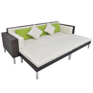 Sofá Modular Grande para Jardín en Color Crema con Estructura de Acero en Color Marrón - Product Image 5