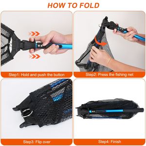 Épuisette de pêche pliable en nylon avec revêtement nano hexagonal durable de 5 mm, manche en alliage d'aluminium pliable avec poignée en EVA - Product Image 6