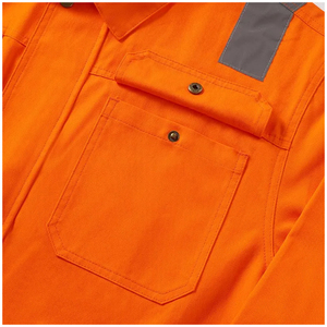 เสื้อแจ็คเก็ตสีส้มสะท้อนแสงสำหรับงานอุตสาหกรรม OEM ทนทาน พร้อมแถบสะท้อนแสง MOQ ต่ำ ผู้ผลิตเสื้อผ้าทำงาน ชุดทำงาน เสื้อผ้าเพื่อความปลอดภัย - Product Image 5