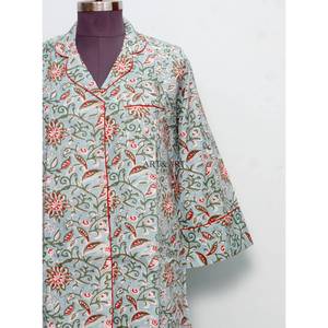 ชุดเดรสยาวปานกลาง แขน 3/4 คอวี ลายดอกไม้พิมพ์ดิจิทัล ผ้าฝ้ายอินเดียสุดหรู สำหรับงานแต่งงาน  รักษ์โลก เหมาะสำหรับผู้หญิง - Product Image 2