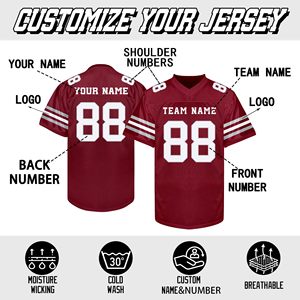 Maillot de football américain pour le jour du match, tissu maillé épais, prêt pour le match, personnalisation du nom et du numéro du joueur, impression sérigraphique, fournisseur rapide - Product Image 2