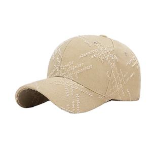 Casquette de baseball personnalisable en coton uni à 6 panneaux avec broderie 3D rayée et logo, style sportif vieilli, 2026 - Product Image 1