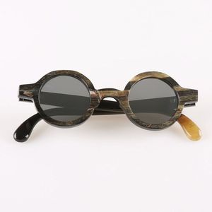 Natural Horn Handmade <b>Sunglasses</b> <b>Round</b> Frame Eco-Friendly Carved Retro Fashion Stylish Eyewear for Men Women Outdoor Use - Product Image 6