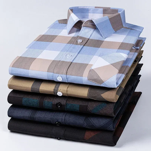 Camisa a cuadros de algodón de manga larga informal para hombre, estilo coreano, ropa elegante y asequible de diseñador - Product Image 3