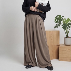 Culottes amples taille haute décontractées d'été en tissu élastique pour adultes grandes tailles - Product Image 2