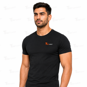 Chemises de compression athlétiques à manches courtes pour hommes, randonnée, extérieur, tissu jersey léger, séchage rapide, respirant, écologique, col rond - Product Image 2