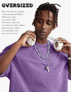 Camiseta de algodón lavado oversize para hombre, manga corta, cuello redondo, color liso, estilo casual, tejido de punto, antiencogimiento - Product Image 6