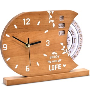 Handcrafted <b>Rustic</b> Digital Acacia Wood Two-piece <b>Desk</b> Clock with Brass Pendulum-Wholesale - Product Image 5