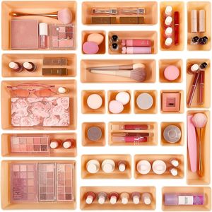 Set di 25 Organizzatori in Plastica per Cassetti, 4 Misure Versatili, Vassoi Organizzatori per Trucchi e Contenitori per Bagno e Camera da Letto - Product Image 1