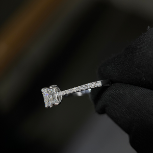 Luxury Princess Cut Diamond Ring 1.00 Ct Center with Round Side <b>Stones</b> 14K Gold IGI Certified Bridal Engagement Jewelry - Product Image 2
